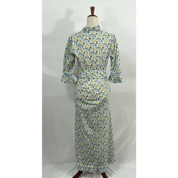 EVI GRINTELA Sz XS Floral Ruffle Edge Belted Cotton Maxi Shirt Dress - Picture 4 of 8